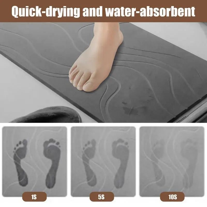 Diatomite Stone Bath Mat, Non-Slip Toilet Door Rug, Quick-Dry Absorbent Entryway Mat