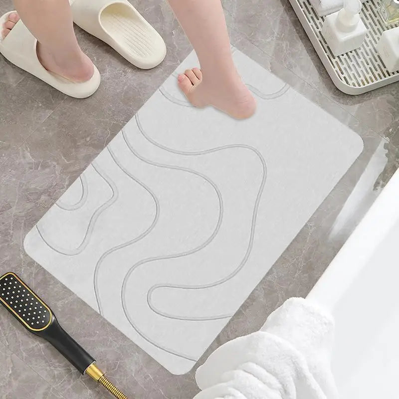 Diatomite Stone Bath Mat, Non-Slip Toilet Door Rug, Quick-Dry Absorbent Entryway Mat