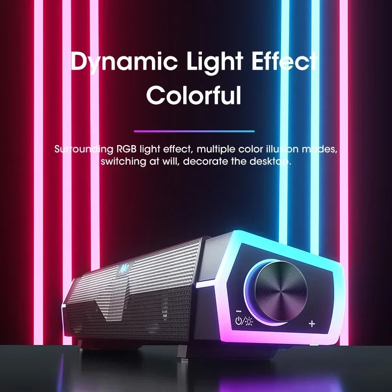 4D Stereo Sound Bar PC Speaker Surround Soundbar Bluetooth Wireless Wired Computer Speakers RGB Subwoofer for Laptop Theater TV