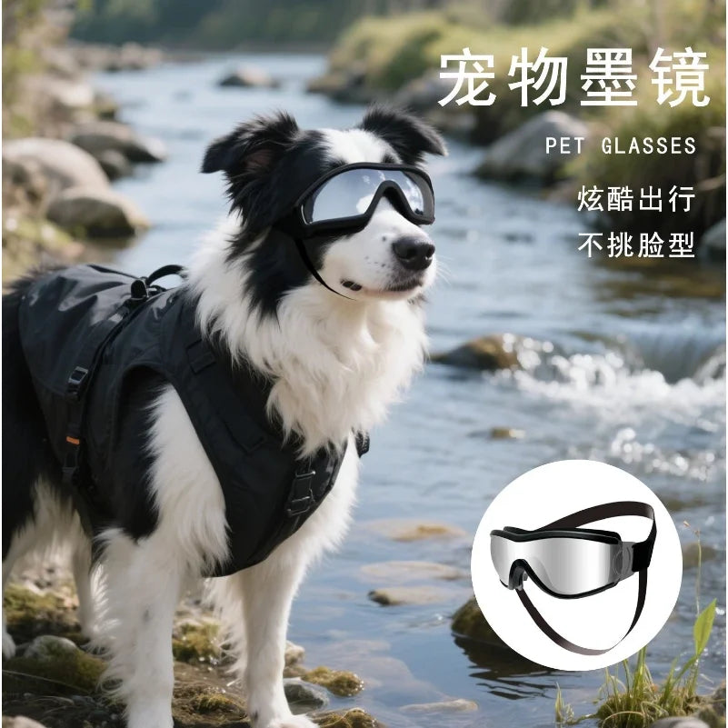 Dog Sunglasses Soft Adjustable UV Protection Pet Goggles Easy Wear Puppy Glasses for Medium Big Breed Outdoor Riding Driving