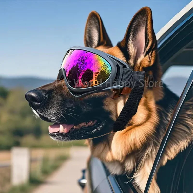 Dog Sunglasses Soft Adjustable UV Protection Pet Goggles Easy Wear Puppy Glasses for Medium Big Breed Outdoor Riding Driving