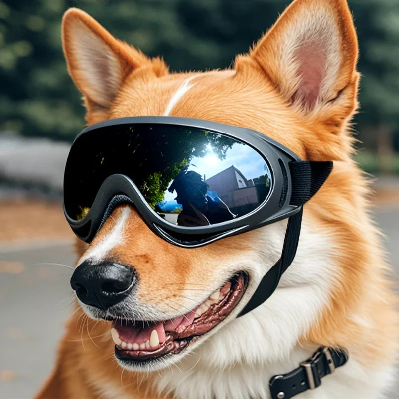 Dog Sunglasses Soft Adjustable UV Protection Pet Goggles Easy Wear Puppy Glasses for Medium Big Breed Outdoor Riding Driving
