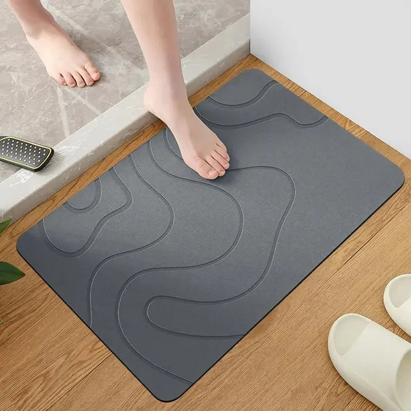 Diatomite Stone Bath Mat, Non-Slip Toilet Door Rug, Quick-Dry Absorbent Entryway Mat