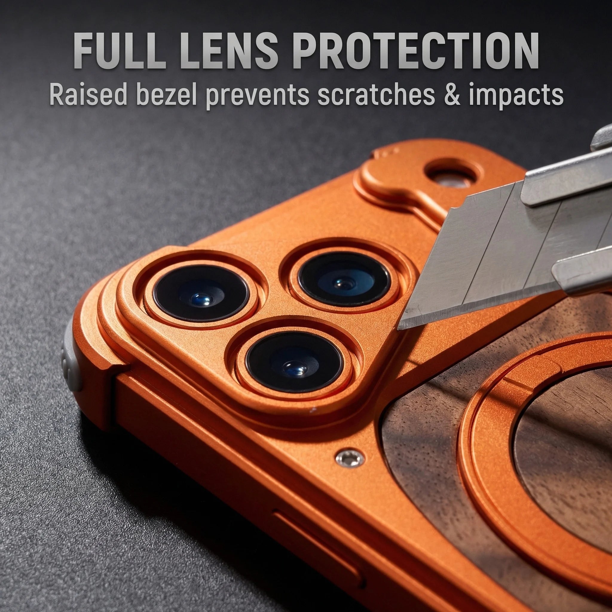 Luxury Metal Frame Walnut Wood Frameless Phone Case for Iphone 17 16 15 14 Pro Max Magsafe Magnetic 360 Rotating Bracket Cover
